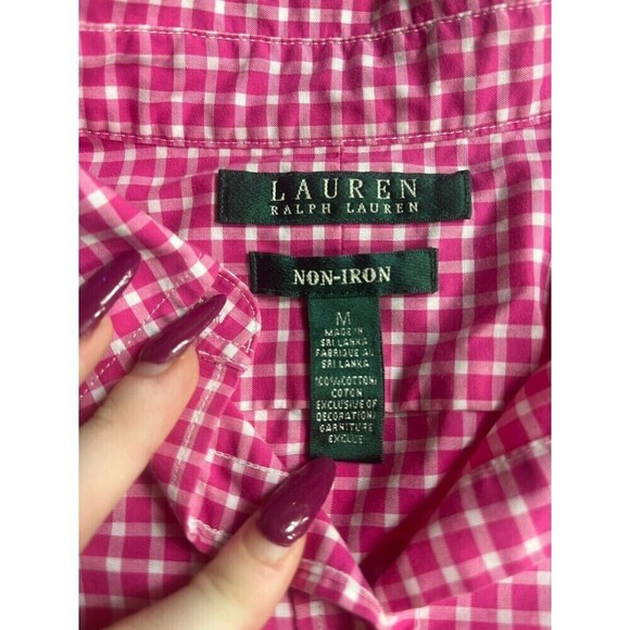 Ralph Lauren Pink Check Long Sleeve Button Up Shirt Medium - Picture 4 of 7